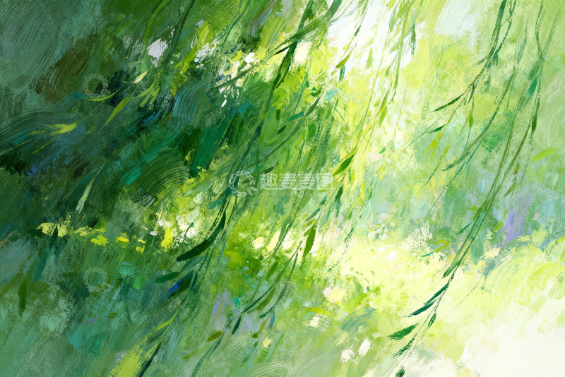 高清大图下载【趣麦麦图】抽象绿意油画风景