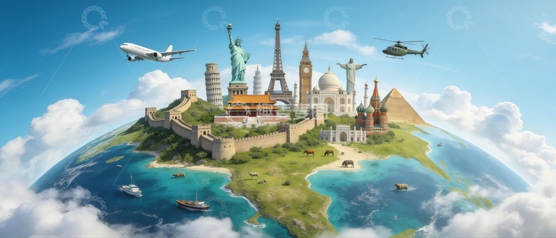 高清大图下载【趣麦麦图】奇幻世界旅游插画