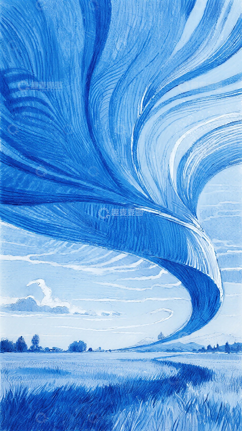 高清大图下载【趣麦麦图】蓝色风暴自然风光绘画