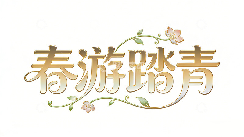 高清大图下载【趣麦麦图】金色艺术春游踏青艺术字