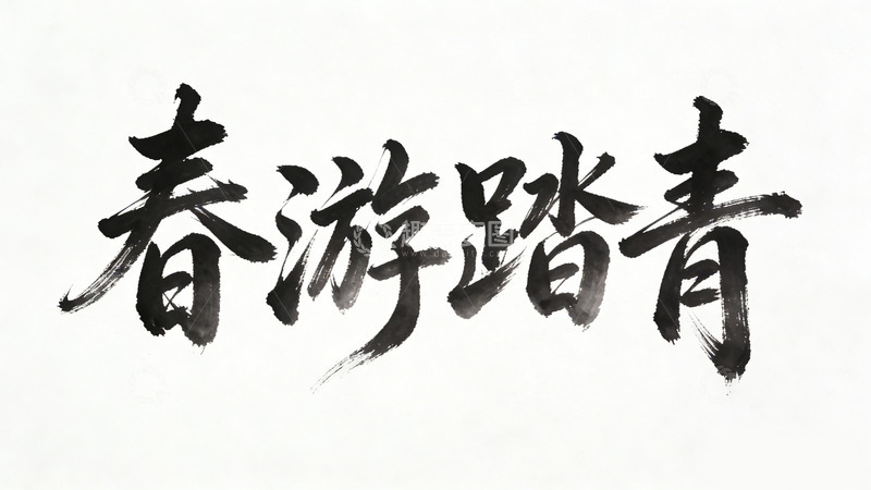 高清大图下载【趣麦麦图】书法风春游踏青艺术字