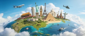 奇幻世界旅游插画广告