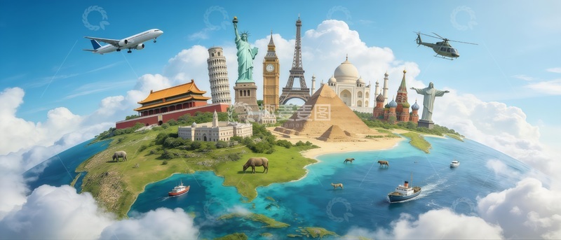 高清大图下载【趣麦麦图】奇幻世界旅游插画广告