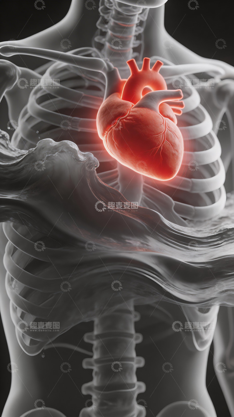 高清大图下载【趣麦麦图】3d灰色医学心脏解析图