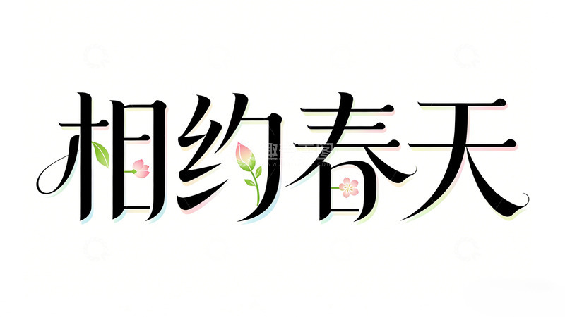 高清大图下载【趣麦麦图】相约春天艺术字设计