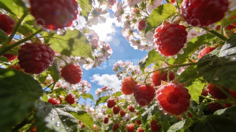 高清大图下载【趣麦麦图】树莓花开蓝天映