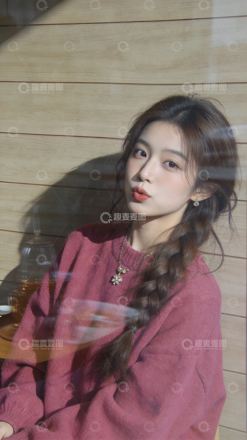高清大图下载【趣麦麦图】穿毛衣的活力女孩3