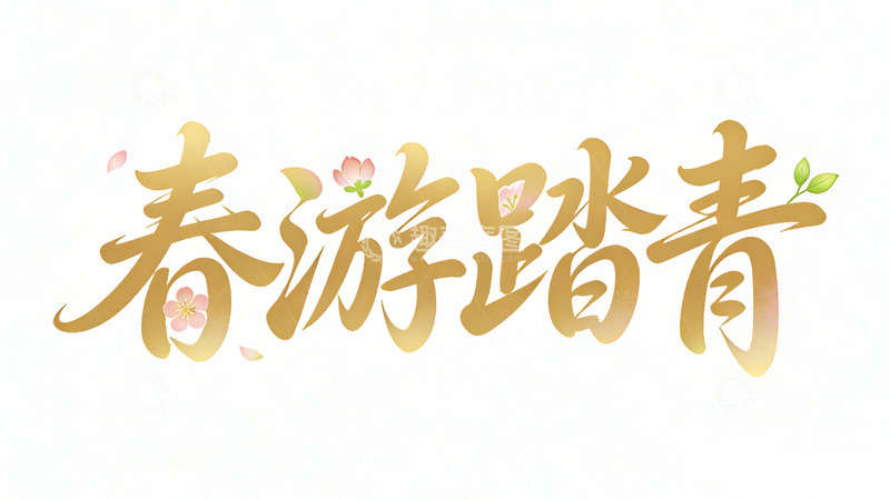 高清大图下载【趣麦麦图】金色艺术春游踏青艺术字