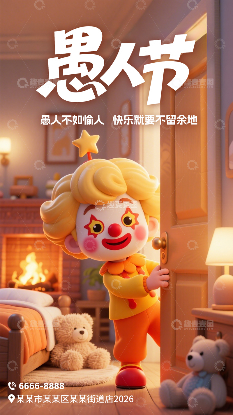 源文件下载【趣麦麦图】愚人节互动海报