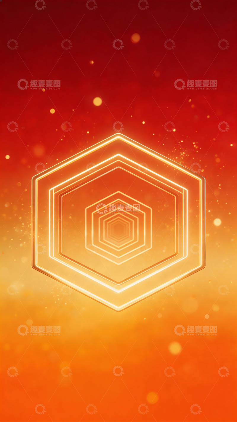 高清大图下载【趣麦麦图】霓虹六边形科技背景图