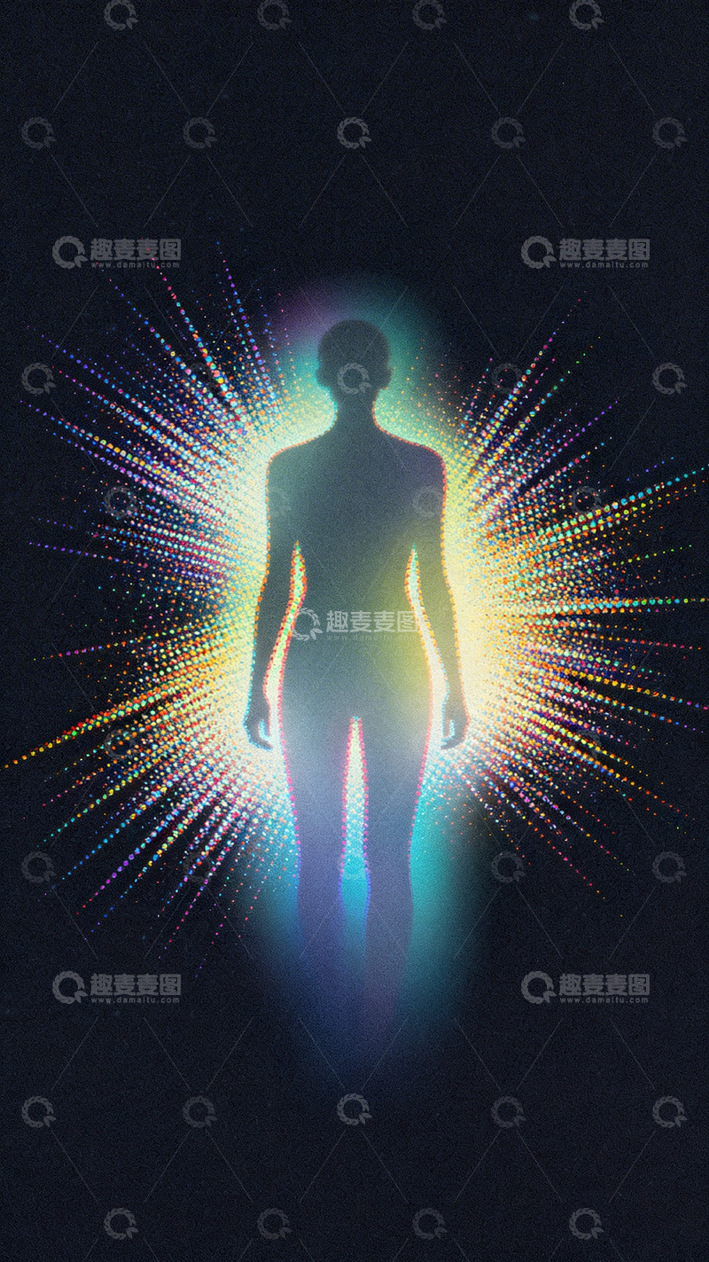 高清大图下载【趣麦麦图】科技感人体光效艺术海报