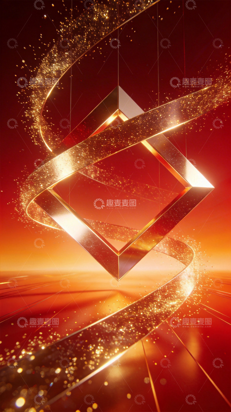 高清大图下载【趣麦麦图】金光璀璨立体几何设计素材