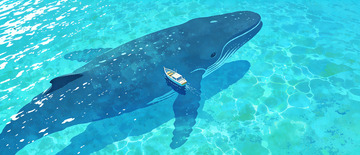 深海巨鲸与小船