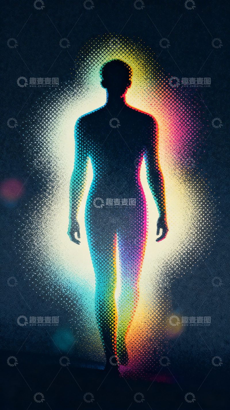 高清大图下载【趣麦麦图】点阵光效人体艺术海报