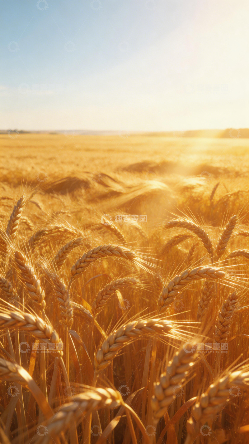 高清大图下载【趣麦麦图】金色麦田夕阳美景摄影图片
