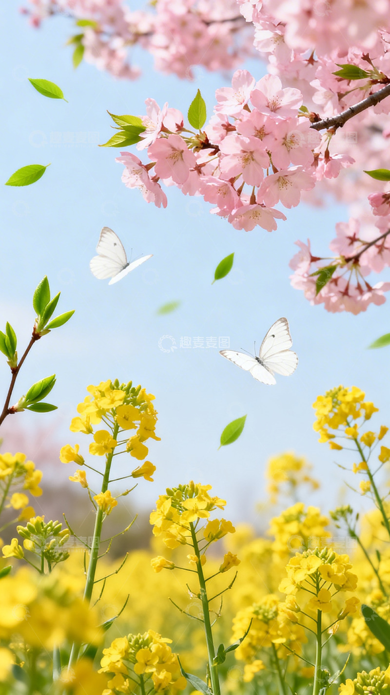 高清大图下载【趣麦麦图】春日花海蝴蝶飞舞风光