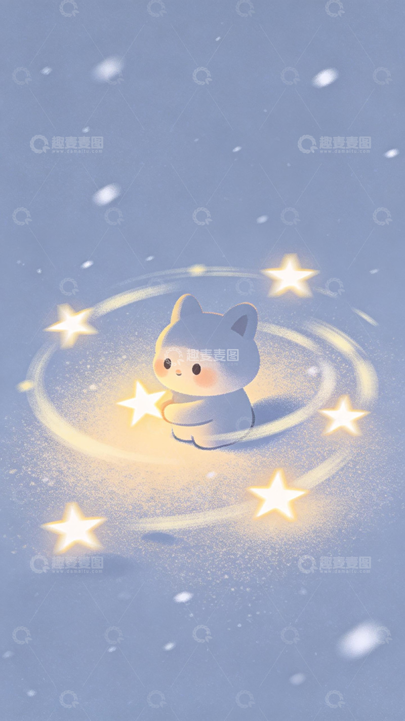 高清大图下载【趣麦麦图】梦幻星光小动物插画