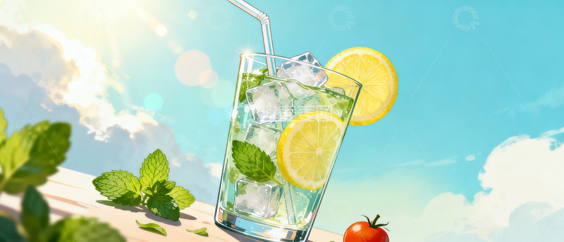 高清大图下载【趣麦麦图】夏日清凉饮品插画风格设计素材