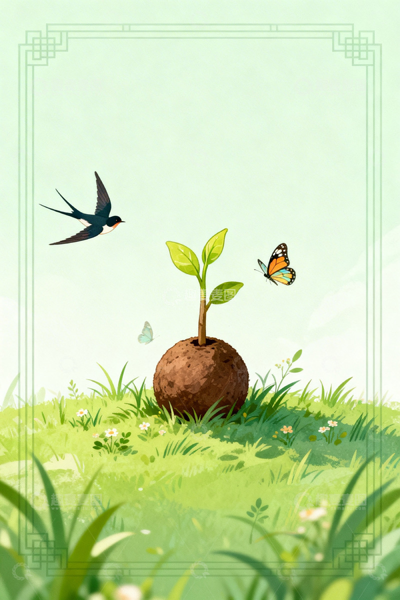 高清大图下载【趣麦麦图】春天新生插画