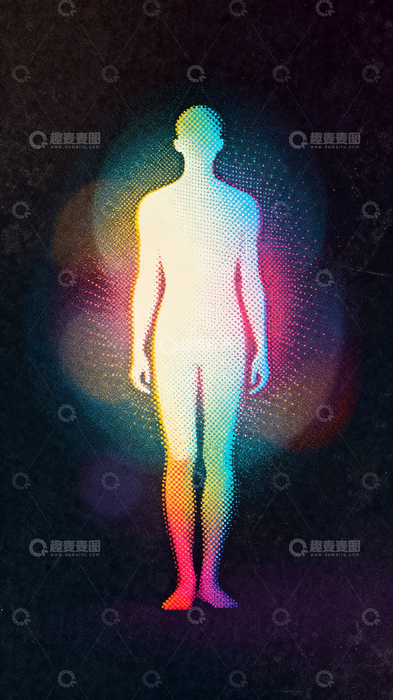 高清大图下载【趣麦麦图】像素人影彩色光影艺术图