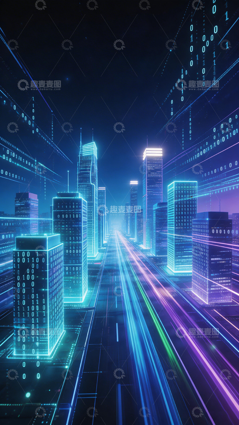 高清大图下载【趣麦麦图】未来都市科技感夜景1