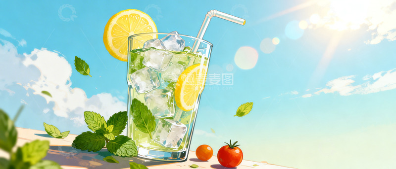 高清大图下载【趣麦麦图】夏日清凉饮品插画素材