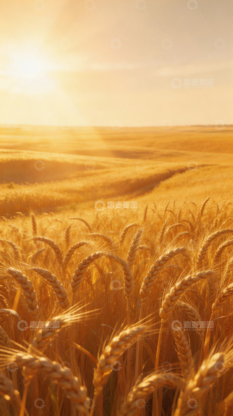 高清大图下载【趣麦麦图】金色麦田夕阳光辉农作物风光摄影图片