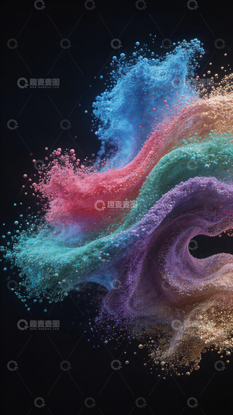 高清大图下载【趣麦麦图】炫彩粉末流动艺术