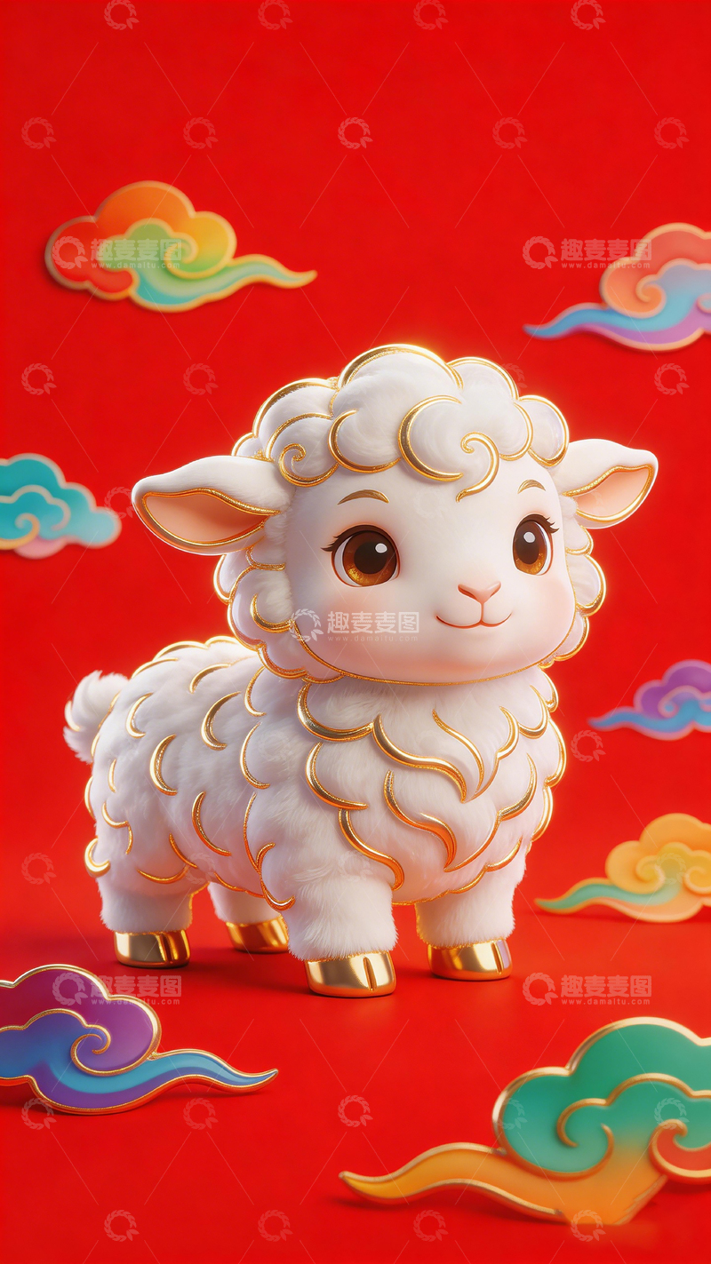 高清大图下载【趣麦麦图】卡通羊新年祝福摆件