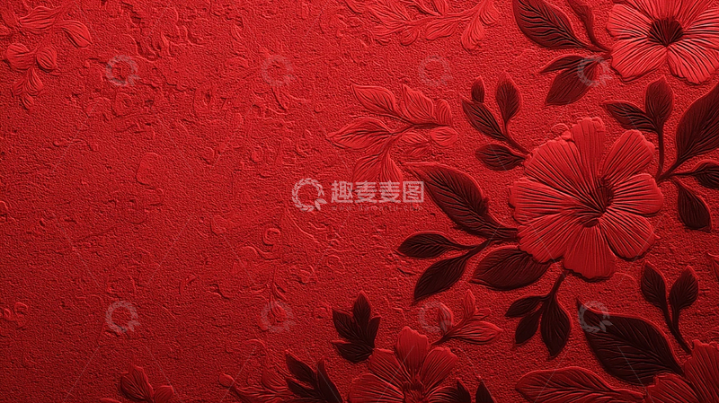高清大图下载【趣麦麦图】红色花卉奇幻纹理世界