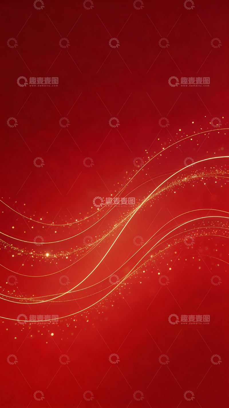 高清大图下载【趣麦麦图】红金色梦幻曲线背景