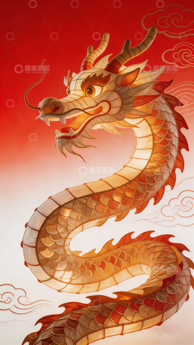 高清大图下载【趣麦麦图】中国龙艺术插画