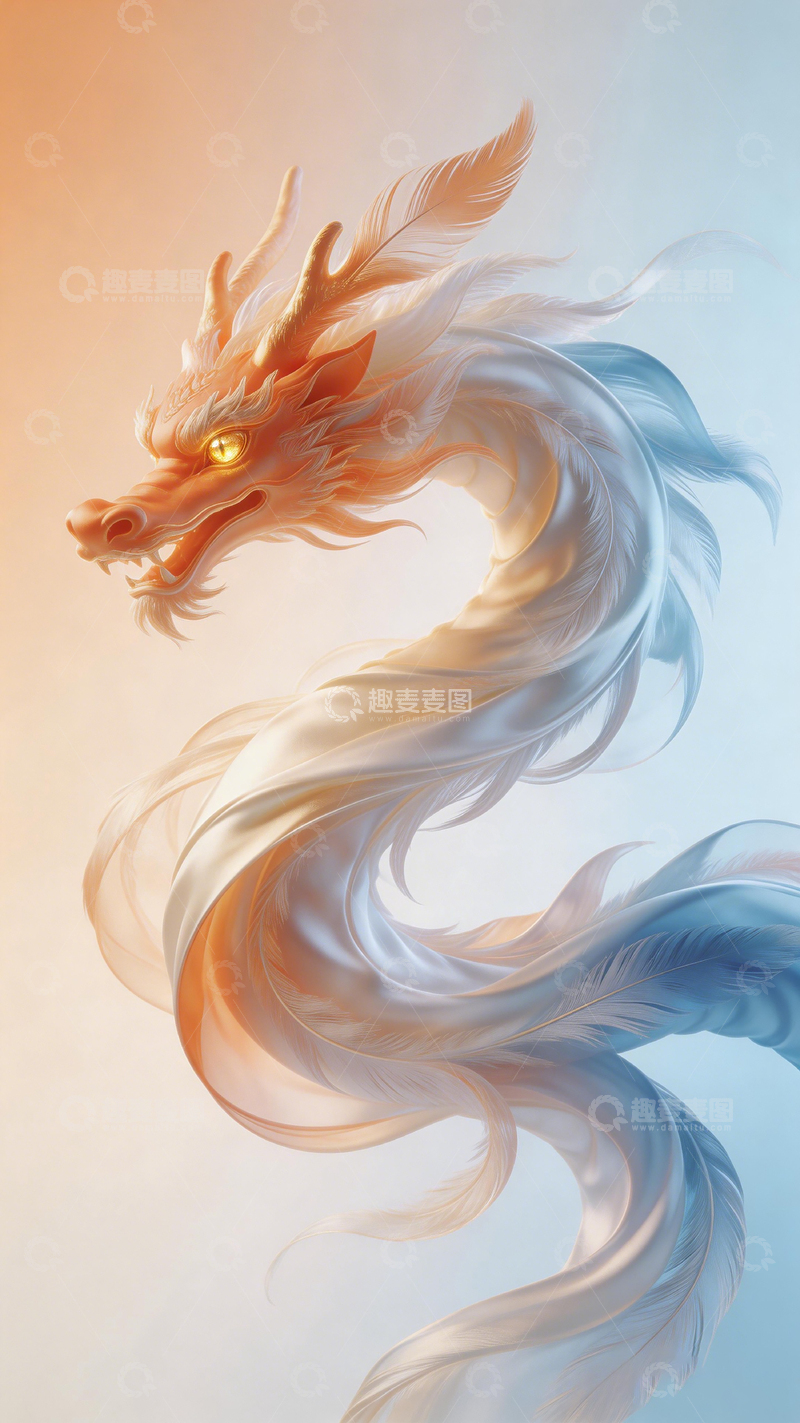 高清大图下载【趣麦麦图】幻想风神龙艺术插画