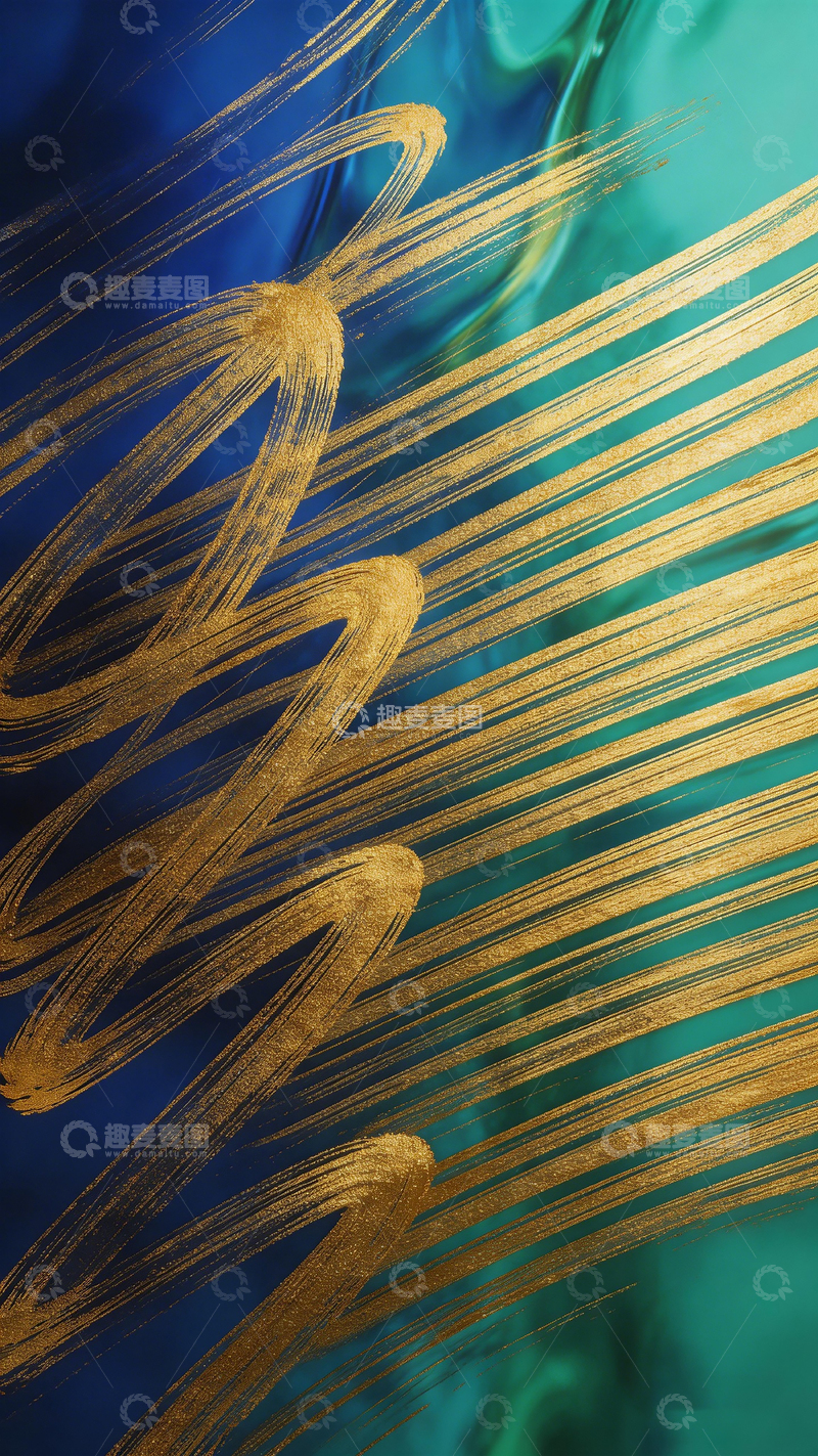 高清大图下载【趣麦麦图】抽象金线艺术画作