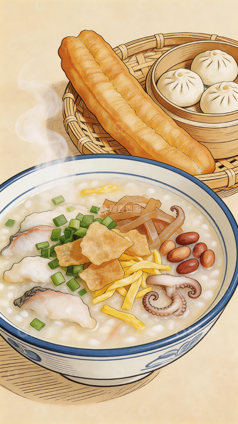 高清大图下载【趣麦麦图】早餐美食插画