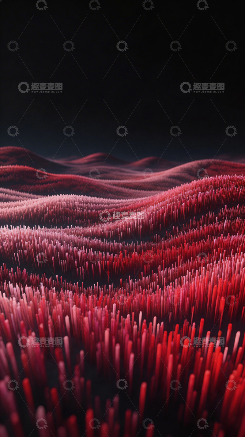 高清大图下载【趣麦麦图】红色针状物构成的山丘艺术