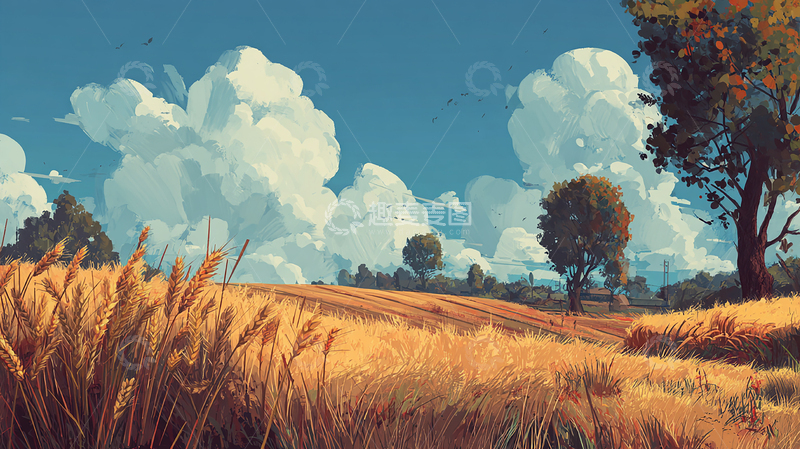 高清大图下载【趣麦麦图】秋日乡村的温馨画面