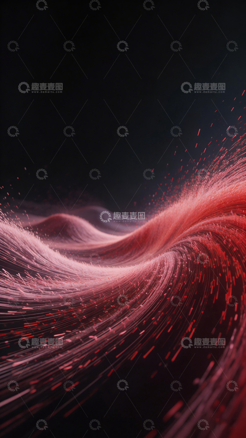 高清大图下载【趣麦麦图】红色粒子流动特效视觉