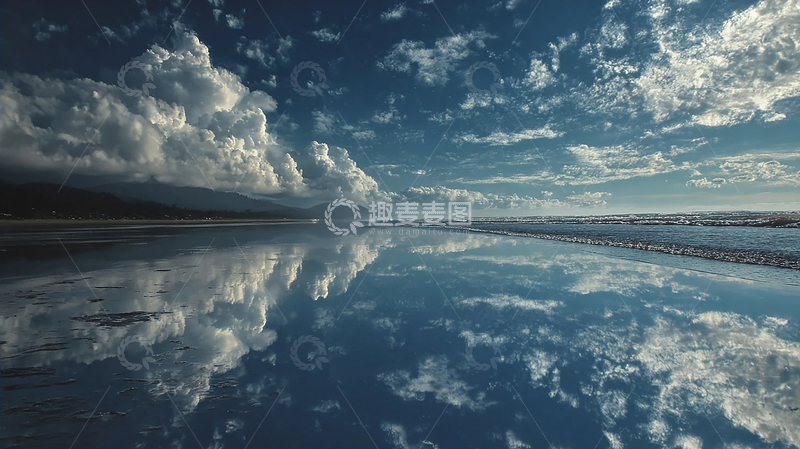 高清大图下载【趣麦麦图】海天一色：云影与波光的交响