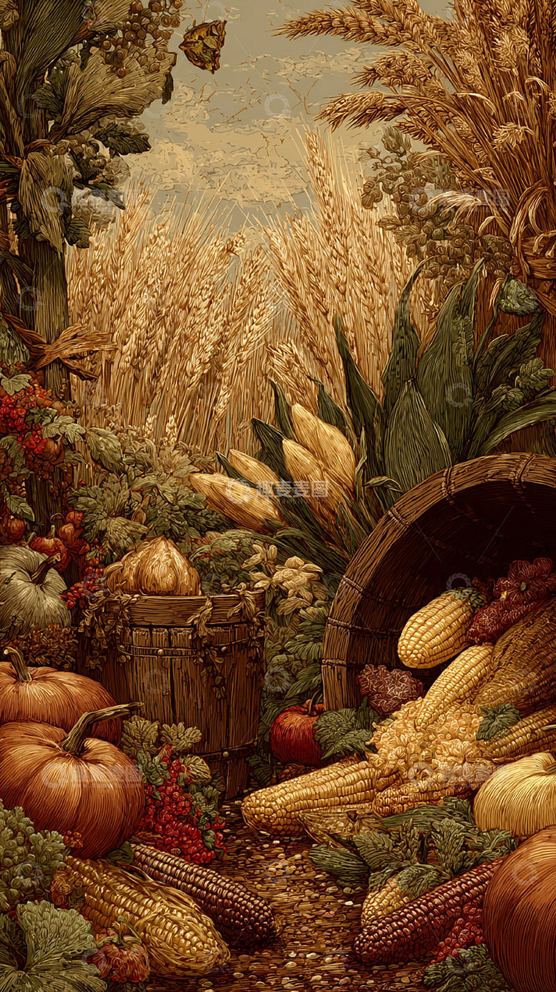 高清大图下载【趣麦麦图】秋天的丰收盛宴场景