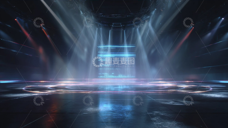 高清大图下载【趣麦麦图】超现实光线环绕的虚拟空间