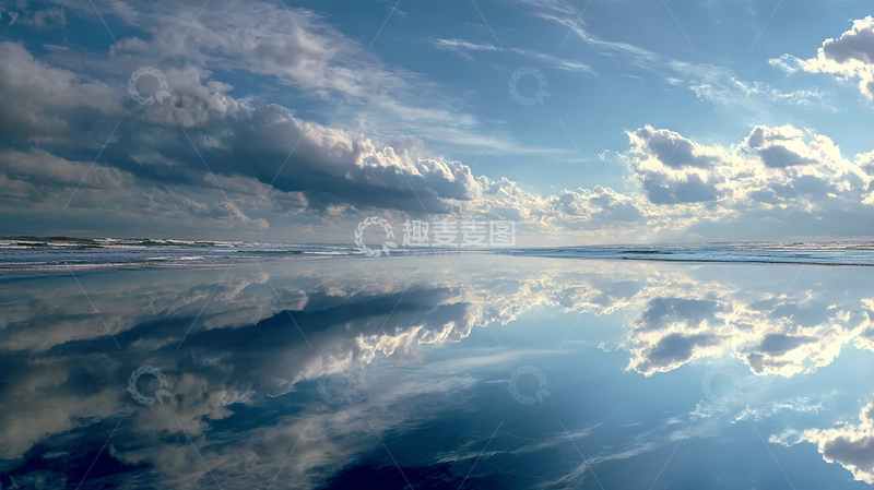高清大图下载【趣麦麦图】海天一色：绝美天空倒影奇景