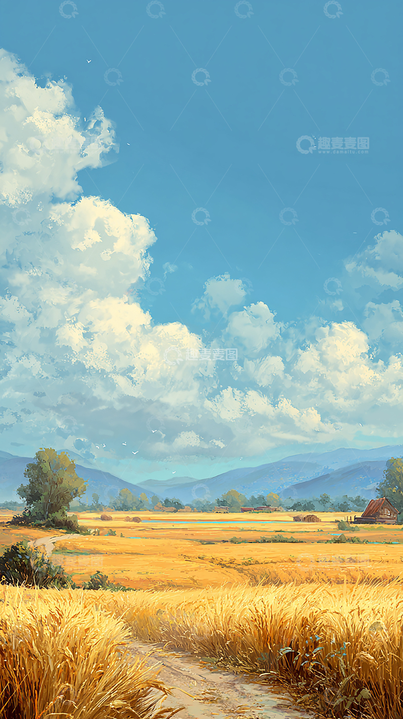 高清大图下载【趣麦麦图】金色麦田秋日盛景
