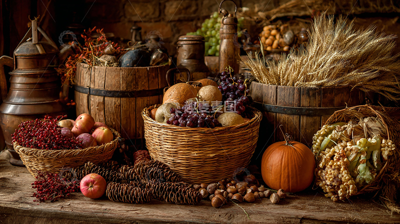 高清大图下载【趣麦麦图】乡村秋收的丰收场景