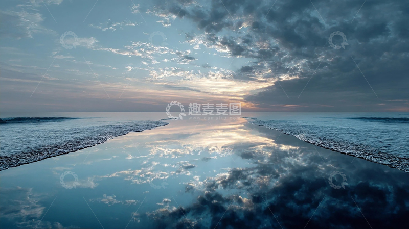 高清大图下载【趣麦麦图】静谧海岸的云彩交响