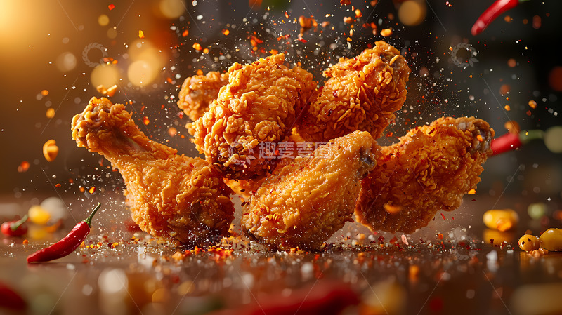 高清大图下载【趣麦麦图】动感炸鸡美食摄影图片