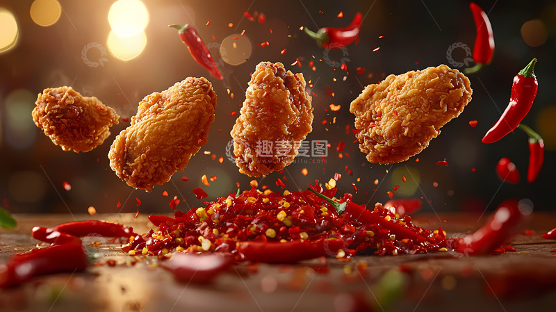 高清大图下载【趣麦麦图】香辣炸鸡美食摄影