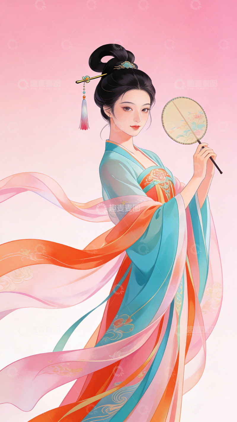 高清大图下载【趣麦麦图】古风美女插画装饰画
