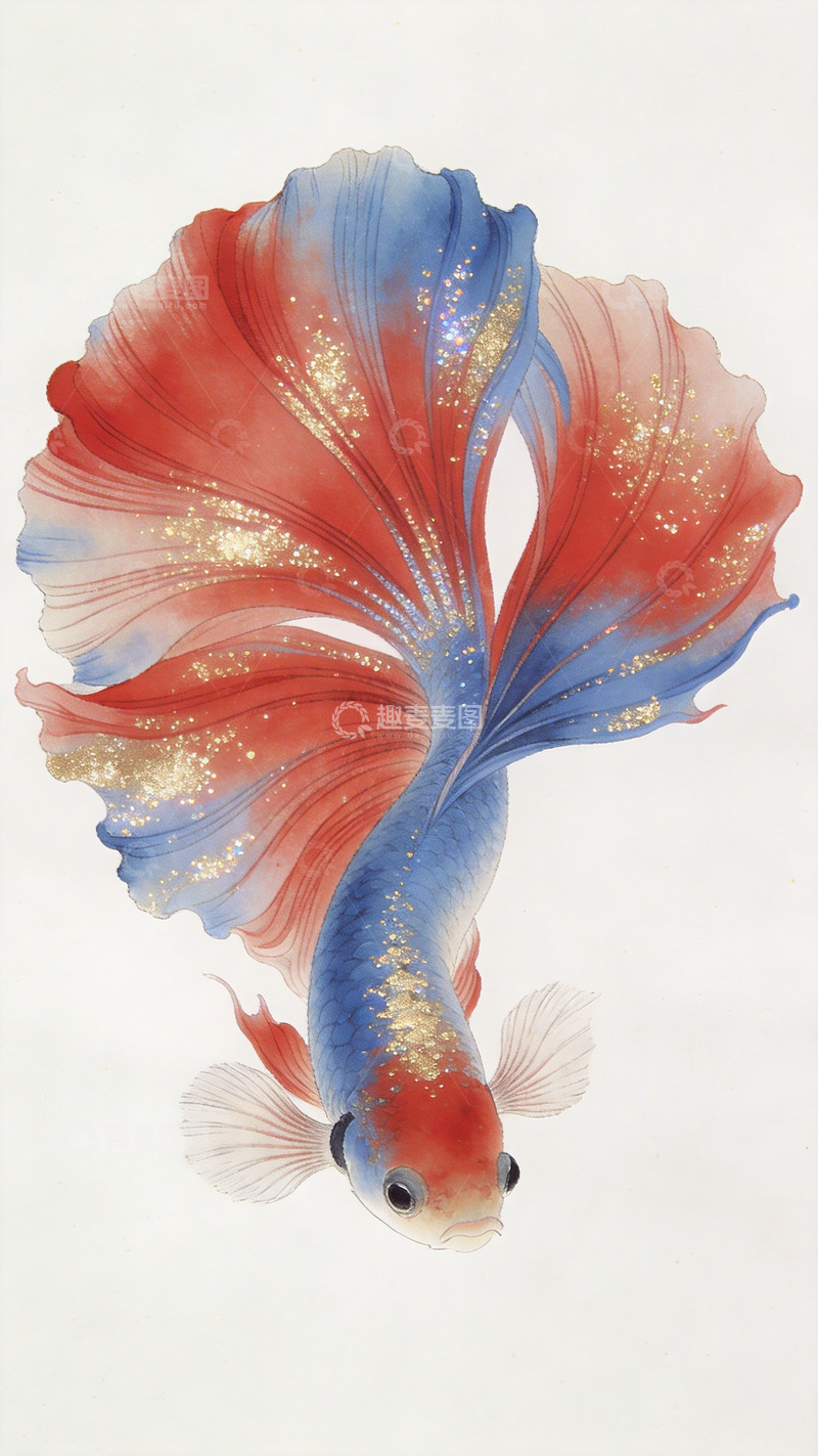 高清大图下载【趣麦麦图】红蓝金色调的斗鱼10