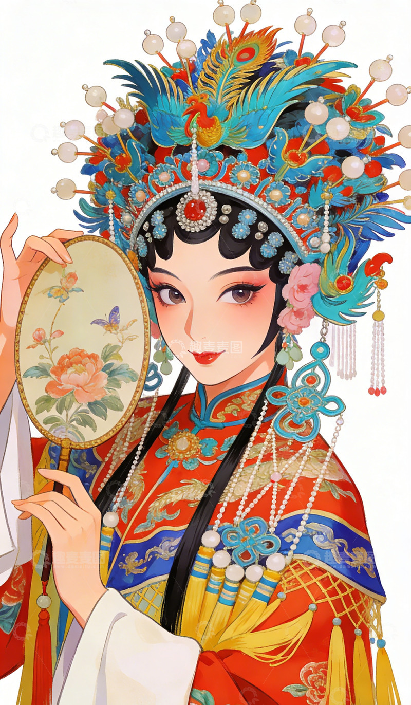 高清大图下载【趣麦麦图】国粹戏曲人物插画装饰画